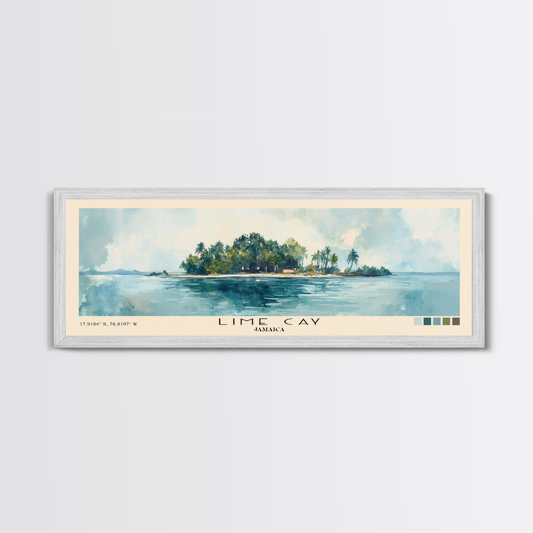 Lime Cay, Jamaica Watercolor Print, Vacation Gift, Jamaica Wall Art, Beach Painting, Beach Decor, Large Wall Art, Wood Frame Art
