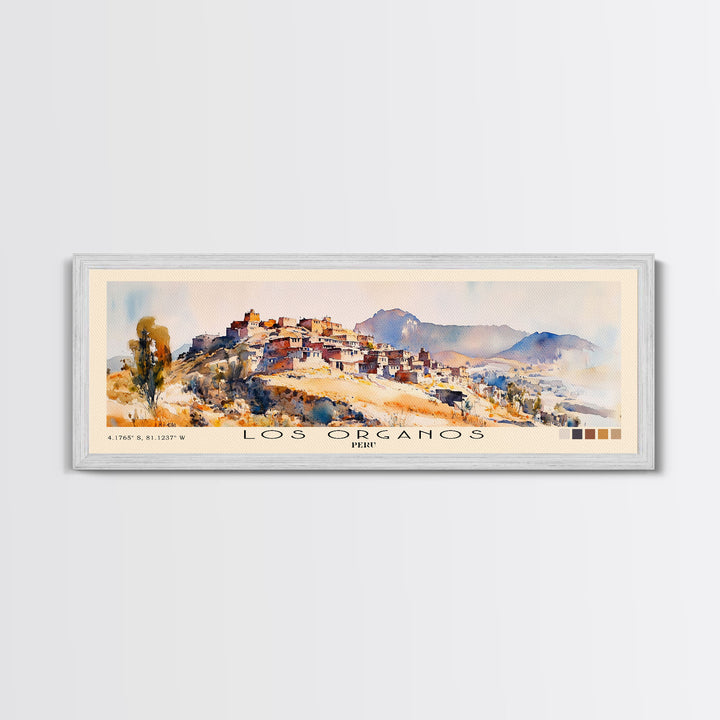 Los Organos, Peru Watercolor Print, Vacation Gift, Peru Wall Art, Beach Painting, Beach Decor, Large Wall Art, Wood Frame Art