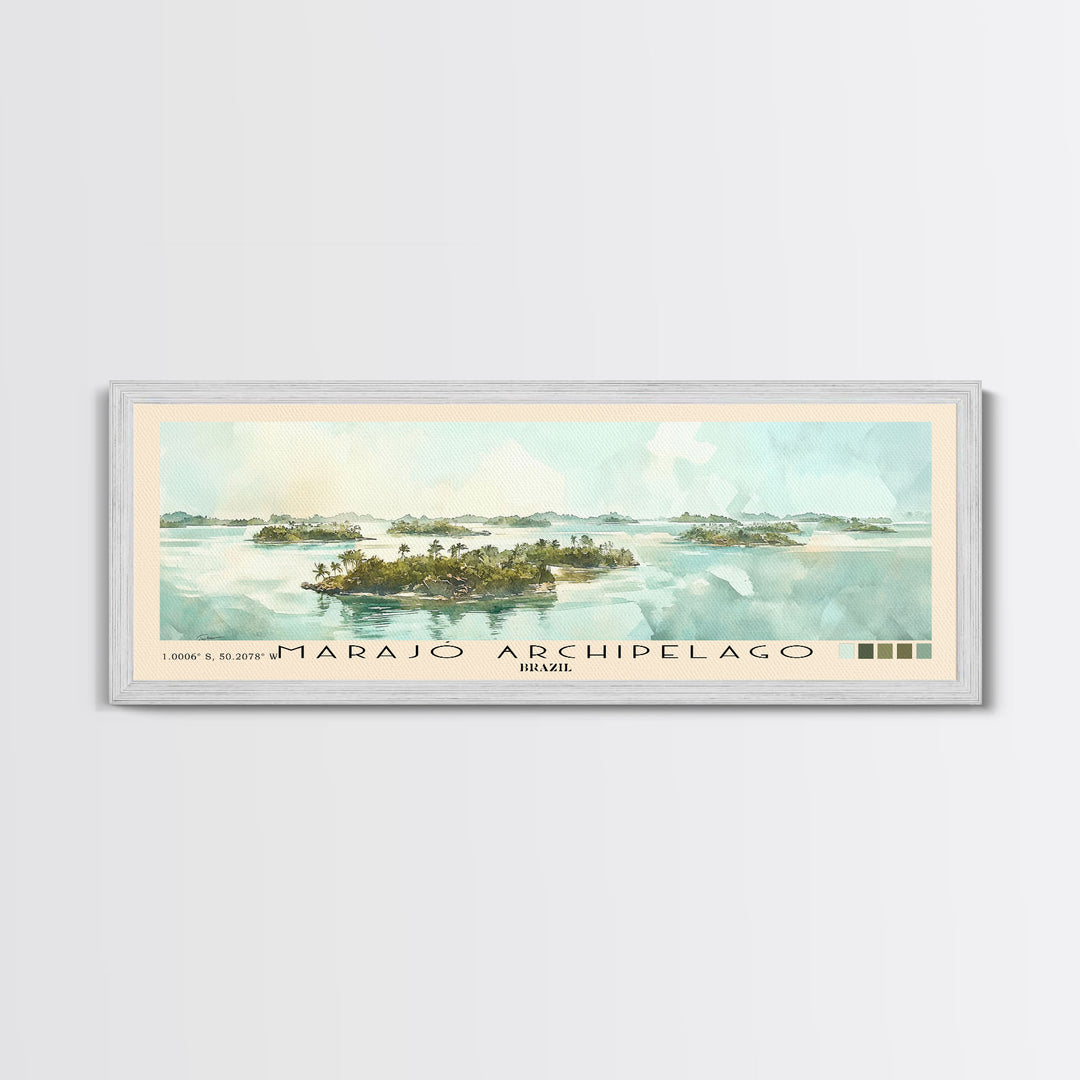 Marajó Archipelago, Brazil Watercolor Print, Vacation Gift, Brazil Wall Art, Beach Painting, Beach Decor, Large Wall Art, Wood Frame Art