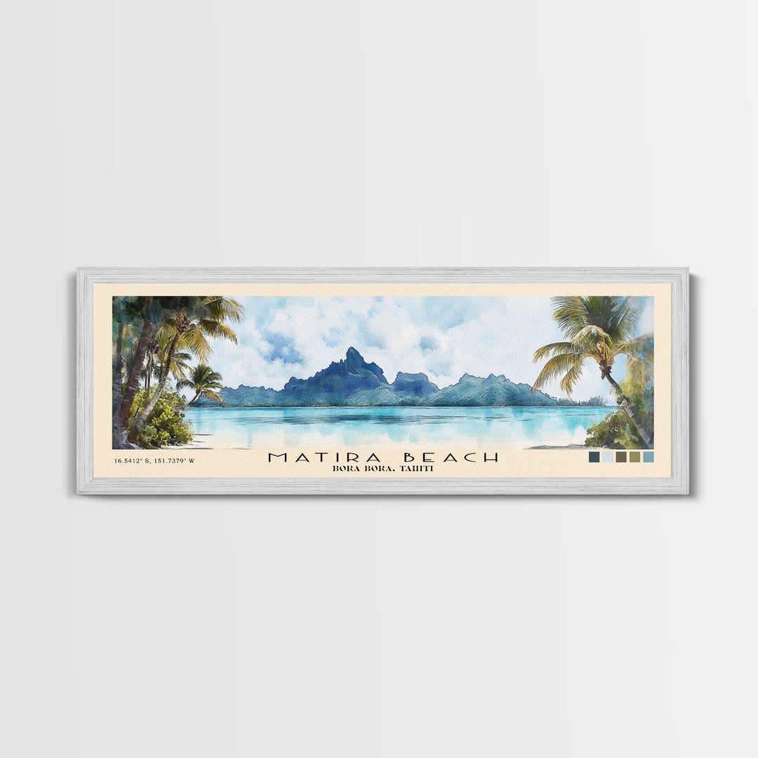 Matira Beach, Bora Bora, Tahiti Watercolor Beach Print, Vacation Gift, Bora Bora, Tahiti Wall Art, Beach Painting, Beach Decor, Beach Painting