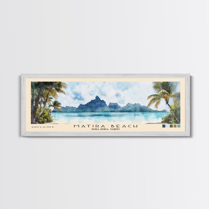 Matira Beach, Bora Bora, Tahiti Watercolor Beach Print, Vacation Gift, Bora Bora, Tahiti Wall Art, Beach Painting, Beach Decor, Beach Painting
