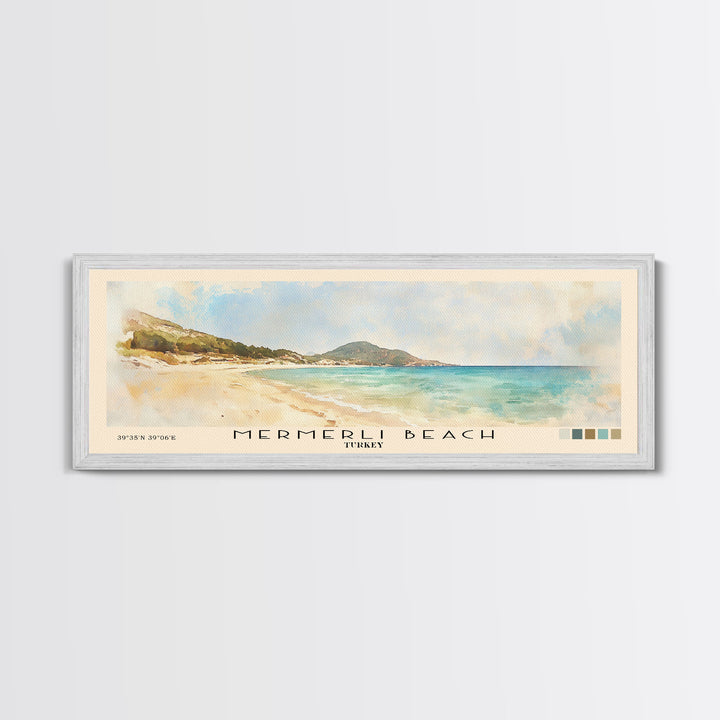 Mermerli Beach, Turkey Watercolor Print, Vacation Gift, Turkey Wall Art, Beach Painting, Beach Decor, Beach Or Lakehouse Art