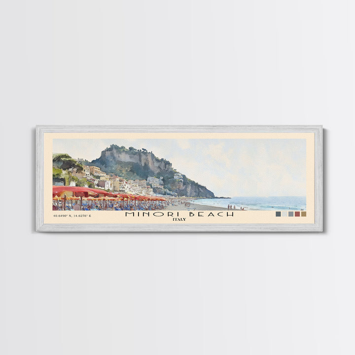 Minori Beach, Italy Watercolor Beach Print, Vacation Gift, Italy Wall Art, Beach Painting, Beach Decor, Beach Painting