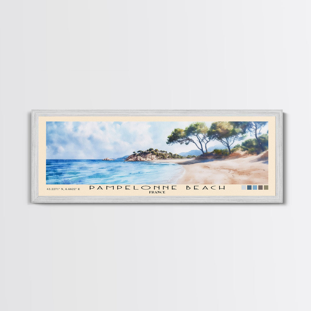 Pampelonne Beach, France Watercolor Print, Vacation Gift, France Wall Art, Beach Painting, Beach Decor, Large Wall Art, Wood Frame Art