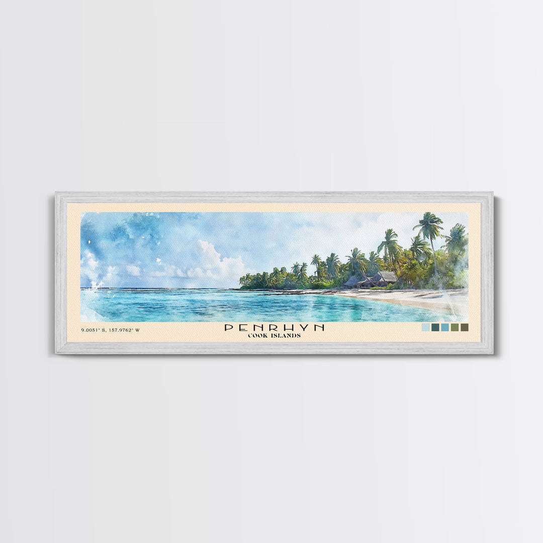 Penrhyn, Cook Islands Watercolor Print, Vacation Gift, Cook Islands Wall Art, Beach Painting, Beach Decor, Beach Or Lakehouse Art