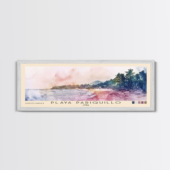 Playa Pariquillo, Cuba Watercolor Print, Vacation Gift, Cuba Wall Art, Beach Painting, Beach Decor, Large Wall Art, Wood Frame Art