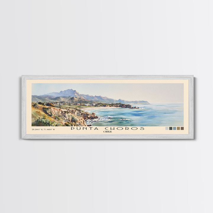 Punta Choros, Chile Watercolor Print, Vacation Gift, Chile Wall Art, Beach Painting, Beach Decor, Large Wall Art, Wood Frame Art