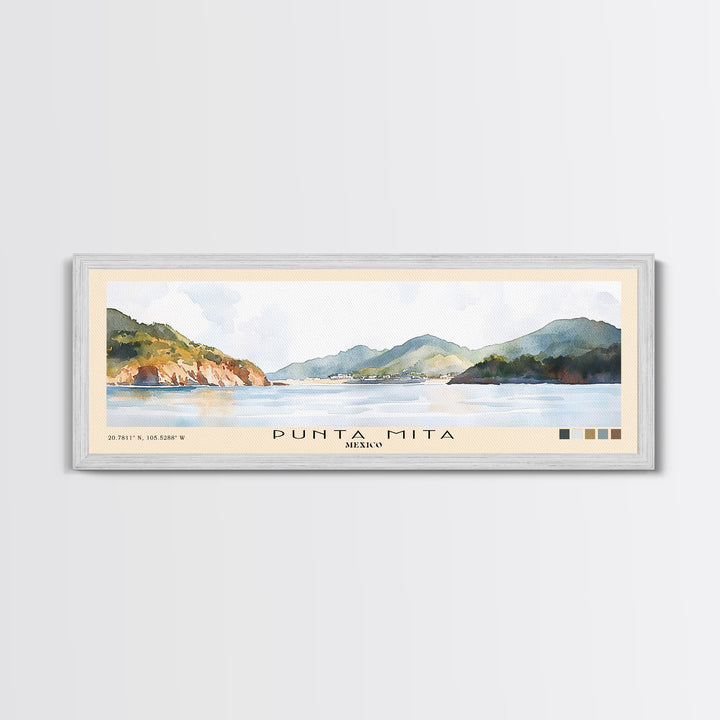 Punta Mita, Mexico Watercolor Print, Vacation Gift, Mexico Wall Art, Beach Painting, Beach Decor, Large Wall Art, Wood Frame Art
