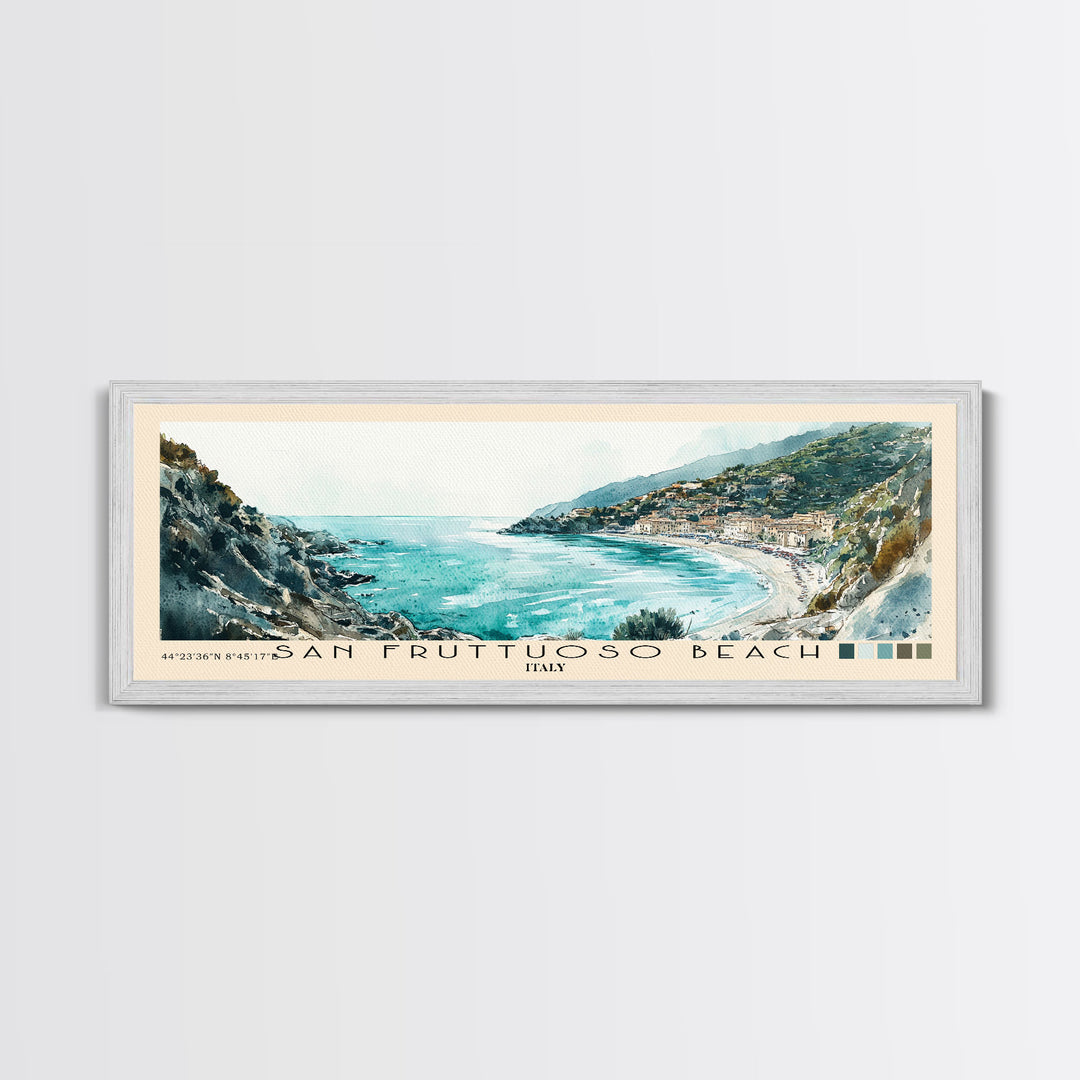 San Fruttuoso Beach, Italy Watercolor Print, Vacation Gift, Italy Wall Art, Vacation Wall Art, Vacatation Memories, Beach Decor, Beach Or Lakehouse Art