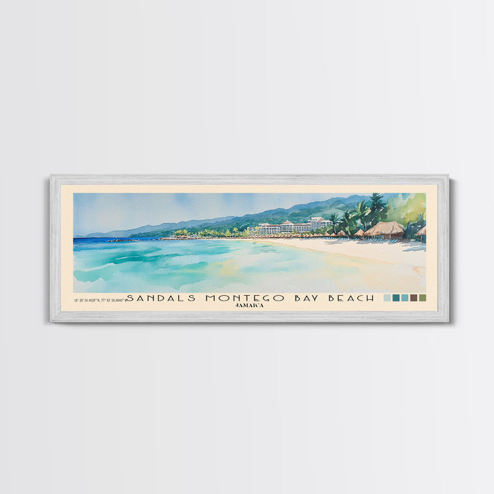 Sandals Montego Bay Beach, Jamaica Watercolor Print, Vacation Gift, Jamaica Wall Art, Vacation Wall Art, Vacatation Memories, Beach Decor, Beach Or Lakehouse Art