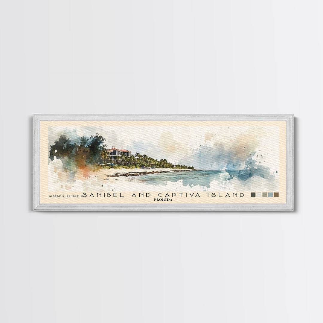 Sanibel and Captiva Island, Florida Watercolor Beach Print, Vacation Gift, Florida Wall Art, Beach Painting, Beach Decor, Beach Painting