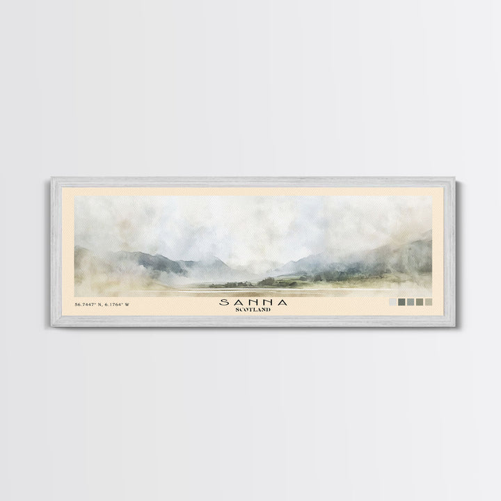 Sanna, Scotland Watercolor Print, Vacation Gift, Scotland Wall Art, Beach Painting, Beach Decor, Large Wall Art, Wood Frame Art