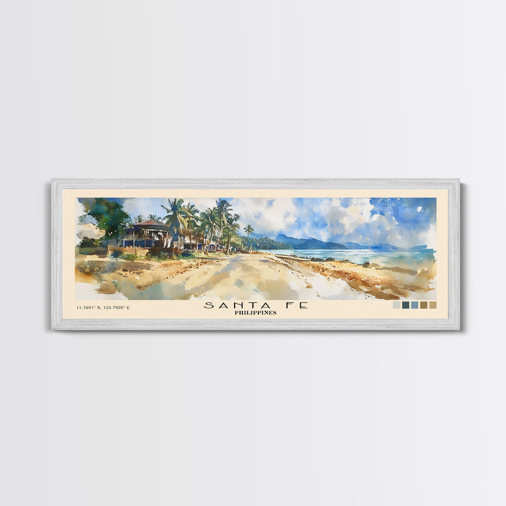Santa Fe, Philippines Watercolor Beach Print, Vacation Gift, Philippines Wall Art, Beach Painting, Beach Decor, Beach Painting