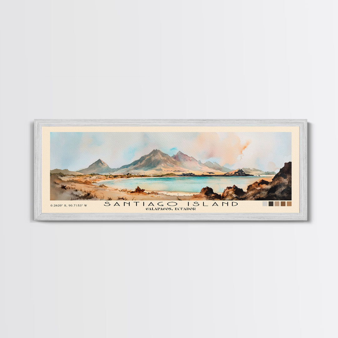 Santiago Island, Galapagos, Ecuador Watercolor Print, Vacation Gift, Galapagos, Ecuador Wall Art, Beach Painting, Beach Decor, Beach Or Lakehouse Art