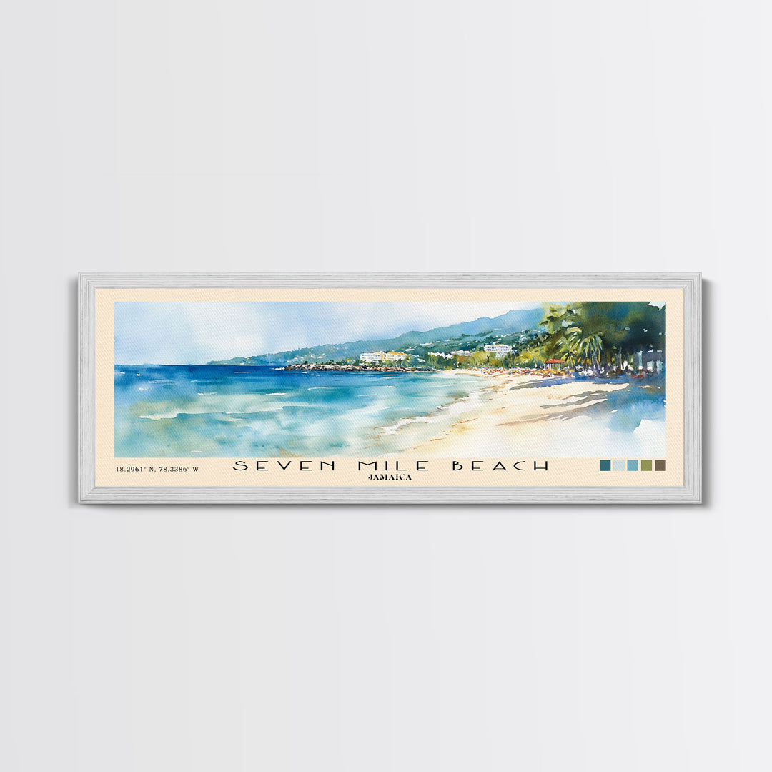 Seven Mile Beach, Jamaica Watercolor Print, Vacation Gift, Jamaica Wall Art, Vacation Wall Art, Vacatation Memories, Beach Decor, Beach Or Lakehouse Art