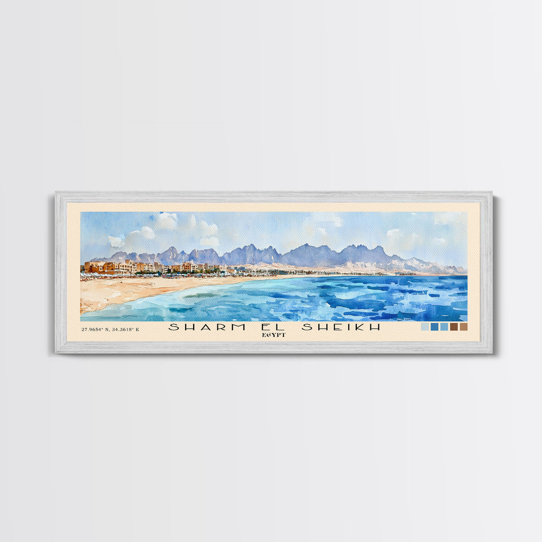 Sharm El Sheikh, Egypt Watercolor Beach Print, Vacation Gift, Egypt Wall Art, Beach Painting, Beach Decor, Beach Painting