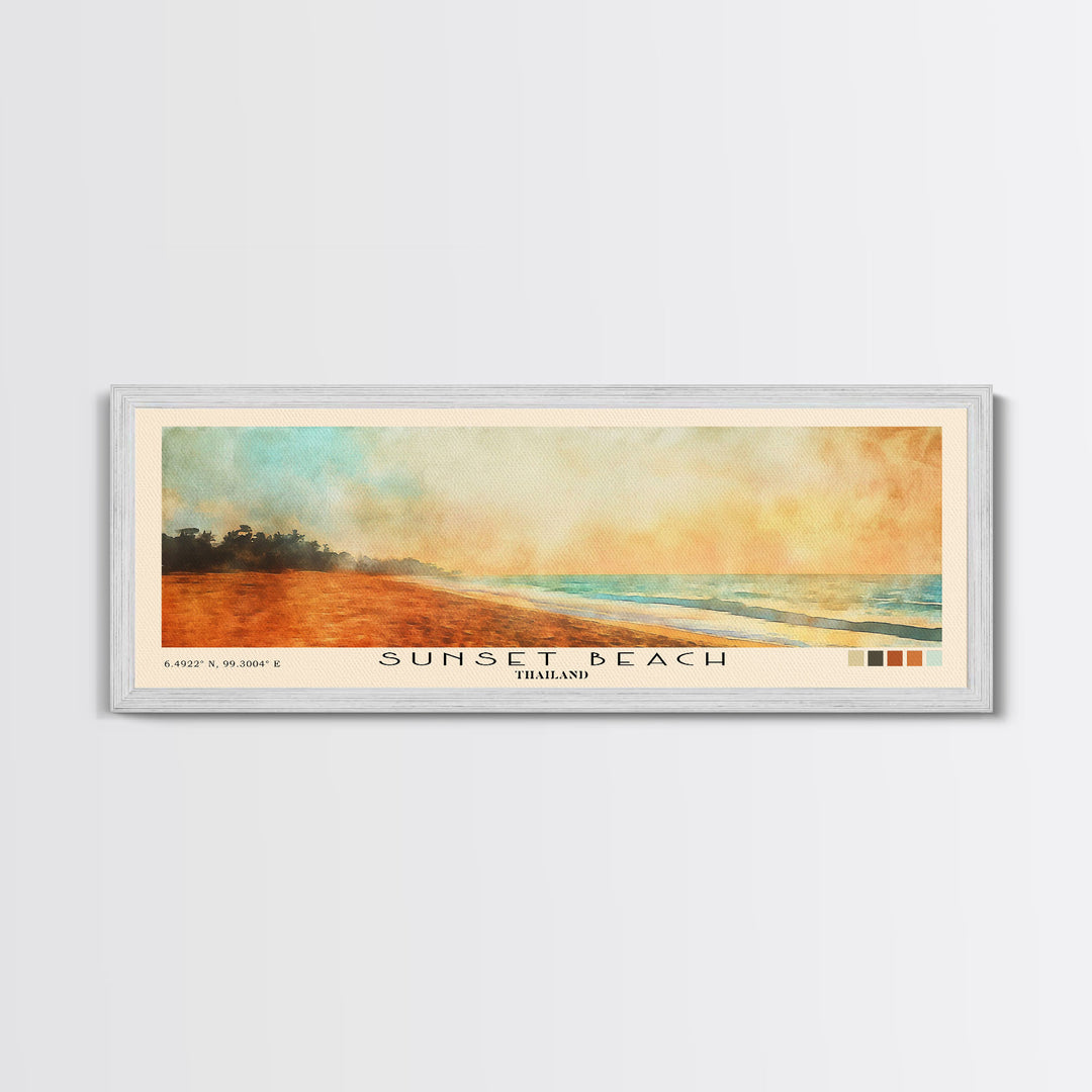 Sunset Beach, Thailand Watercolor Beach Print, Vacation Gift, Thailand Wall Art, Beach Painting, Beach Decor, Beach Painting