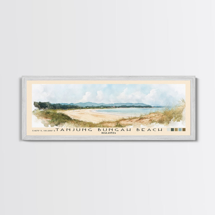 Tanjung Bungah Beach, Malasyia Watercolor Print, Vacation Gift, Malasyia Wall Art, Beach Painting, Beach Decor, Beach Or Lakehouse Art
