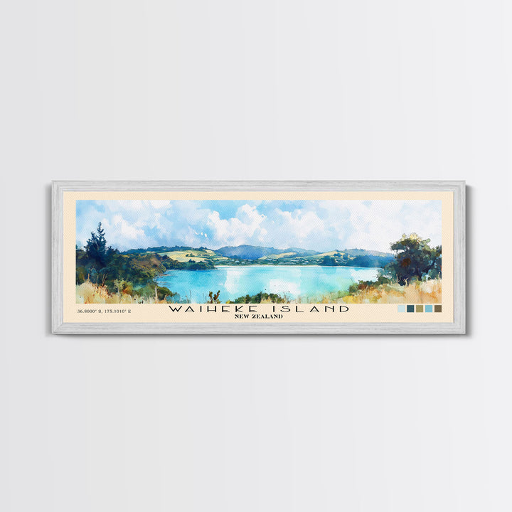 Waiheke Island, New Zealand Watercolor Print, Vacation Gift, New Zealand Wall Art, Vacation Wall Art, Vacatation Memories, Beach Decor, Beach Or Lakehouse Art