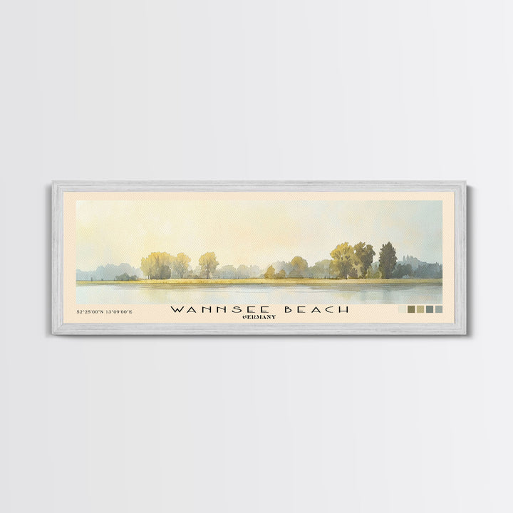 Wannsee Beach, Germany Watercolor Print, Vacation Gift, Germany Wall Art, Beach Painting, Beach Decor, Beach Or Lakehouse Art