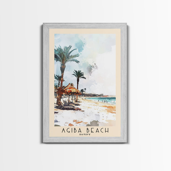 Agiba Beach, Egypt Watercolor Print, Vacation Gift, Egypt Wall Art, Beach Painting, Beach Decor, Beach Or Lakehouse Art