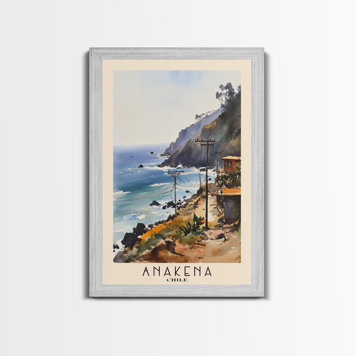 Anakena, Chile Watercolor Print, Vacation Gift, Chile Wall Art, Beach Painting, Beach Decor, Beach Or Lakehouse Art