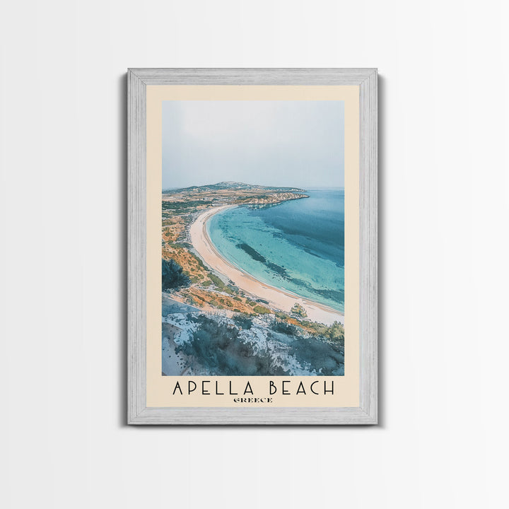 Apella Beach, Greece Watercolor Print, Vacation Gift, Greece Wall Art, Beach Painting, Beach Decor, Beach Or Lakehouse Art
