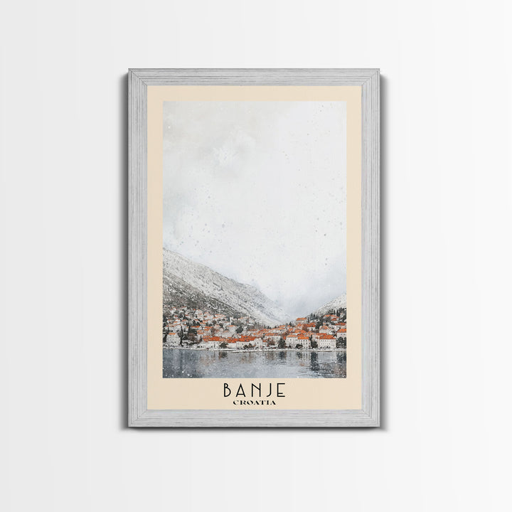 Banje, Croatia Watercolor Print, Vacation Gift, Croatia Wall Art, Beach Painting, Beach Decor, Large Wall Art, Wood Frame Art