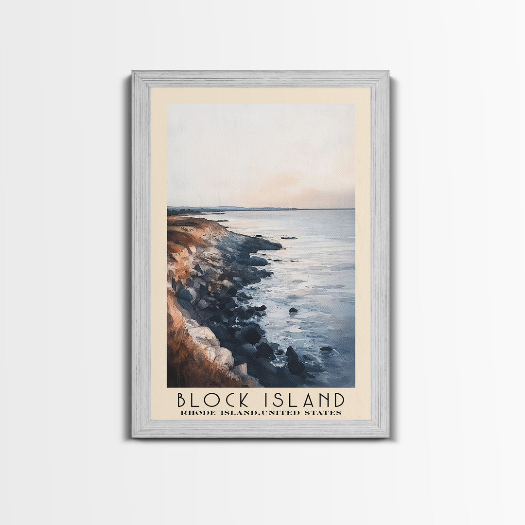 Block Island, Rhode Island,United States Watercolor Print, Vacation Gift, Rhode Island,United States Wall Art, Beach Painting, Beach Decor, Large Wall Art, Wood Frame Art