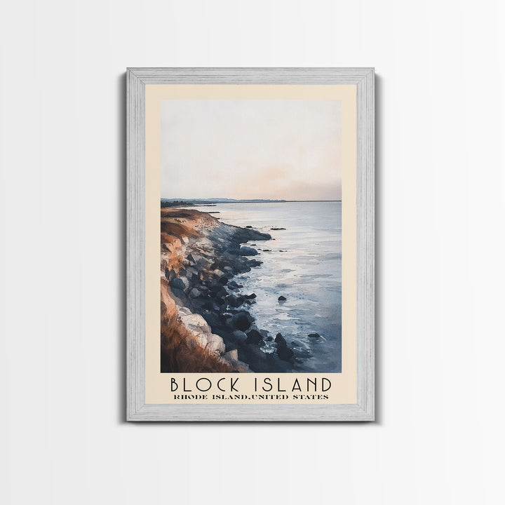 Block Island, Rhode Island,United States Watercolor Print, Vacation Gift, Rhode Island,United States Wall Art, Beach Painting, Beach Decor, Large Wall Art, Wood Frame Art