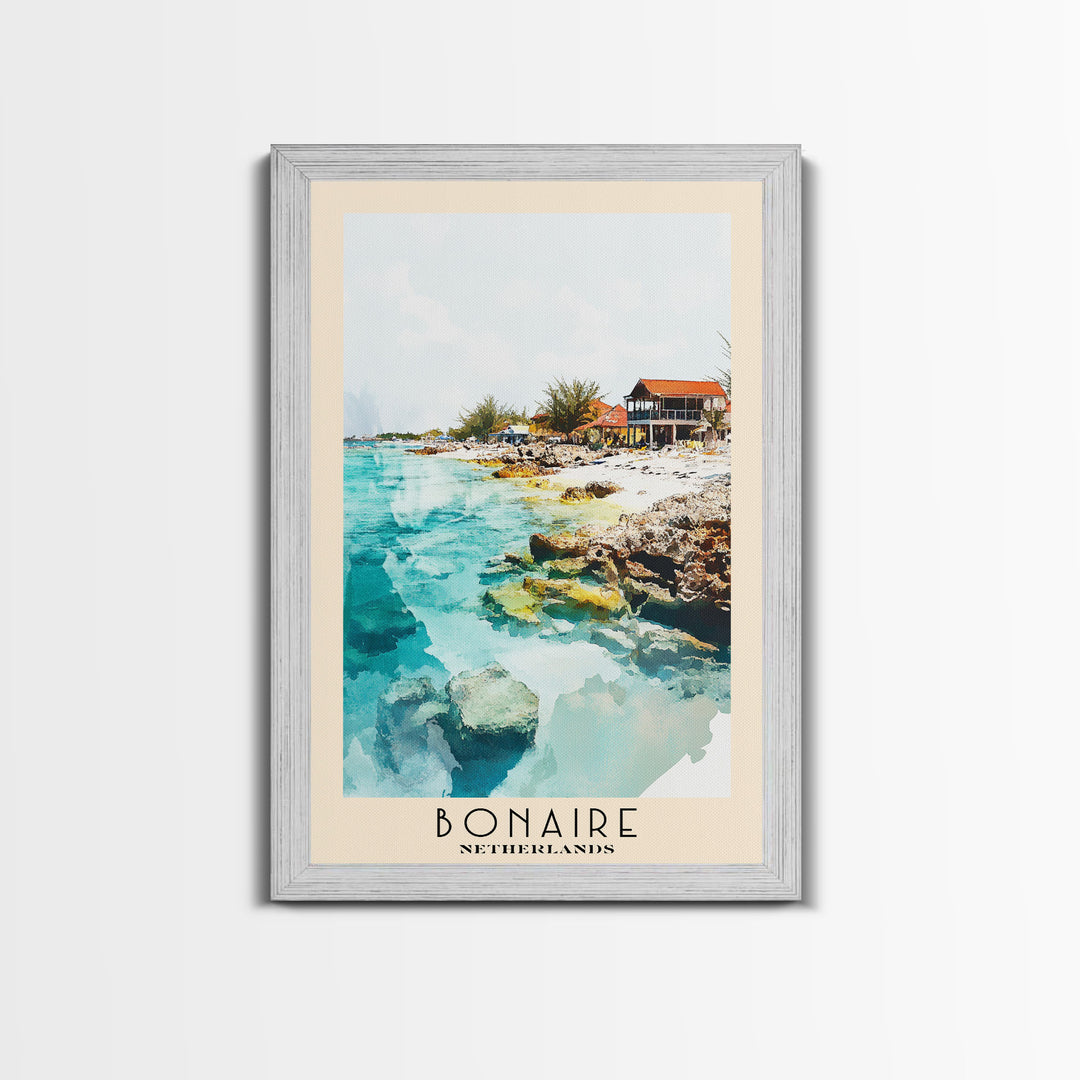 Bonaire, Netherlands Watercolor Print, Vacation Gift, Netherlands Wall Art, Beach Painting, Beach Decor, Beach Or Lakehouse Art