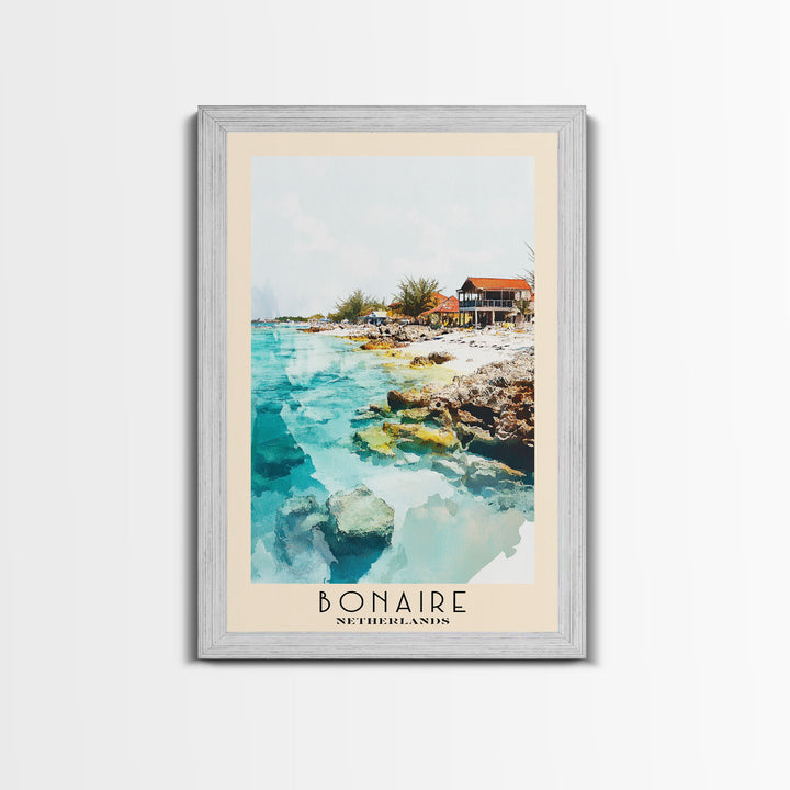 Bonaire, Netherlands Watercolor Print, Vacation Gift, Netherlands Wall Art, Beach Painting, Beach Decor, Beach Or Lakehouse Art