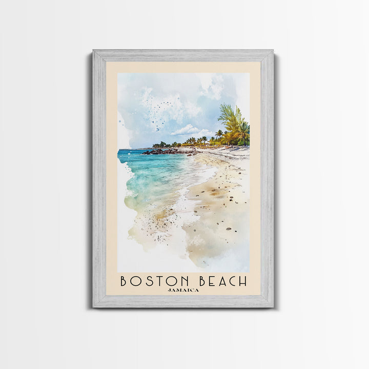 Boston Beach, Jamaica Watercolor Beach Print, Vacation Gift, Jamaica Wall Art, Beach Painting, Beach Decor, Beach Painting