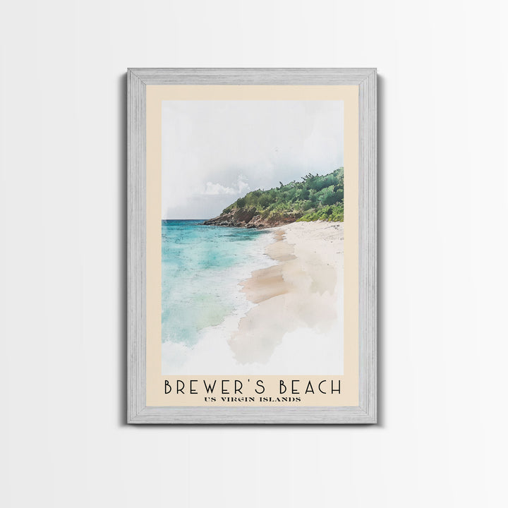 Brewer’s Beach, US Virgin islands Watercolor Print, Vacation Gift, US Virgin islands Wall Art, Beach Painting, Beach Decor, Large Wall Art, Wood Frame Art