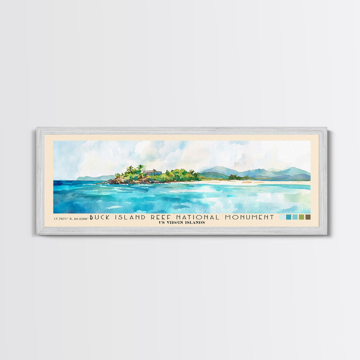 Buck Island Reef National Monument, US Virgin islands Watercolor Print, Vacation Gift, US Virgin islands Wall Art, Beach Painting, Beach Decor, Beach Or Lakehouse Art