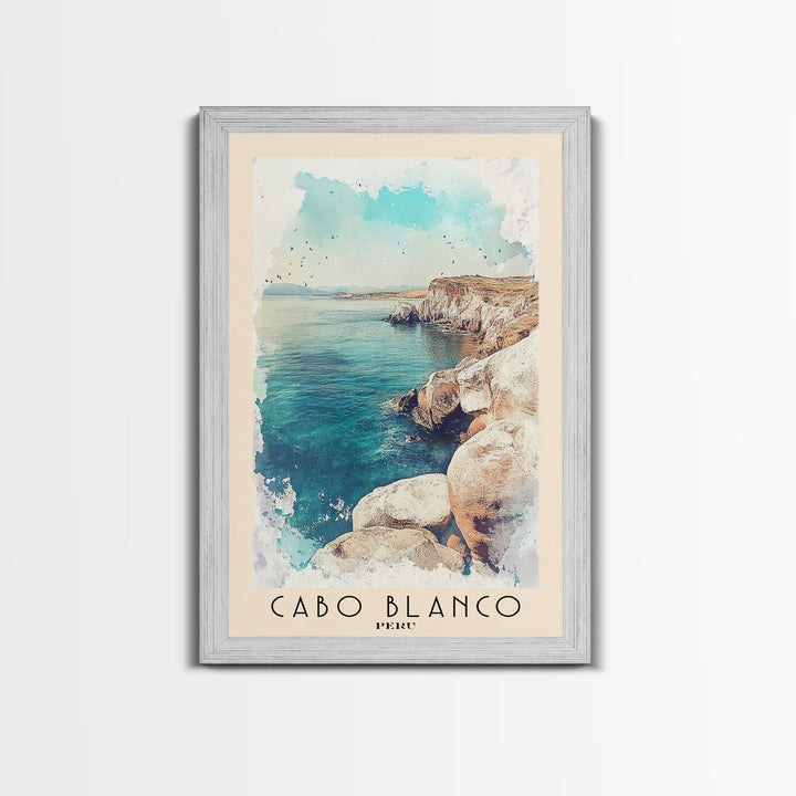 Cabo Blanco, Peru Watercolor Beach Print, Vacation Gift, Peru Wall Art, Beach Painting, Beach Decor, Beach Painting