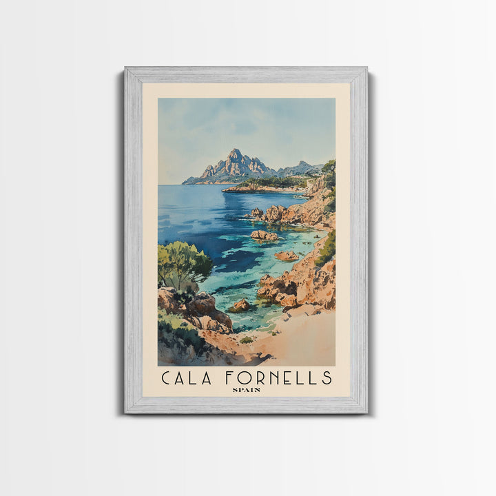 Cala Fornells, Spain Watercolor Print, Vacation Gift, Spain Wall Art, Beach Painting, Beach Decor, Beach Or Lakehouse Art