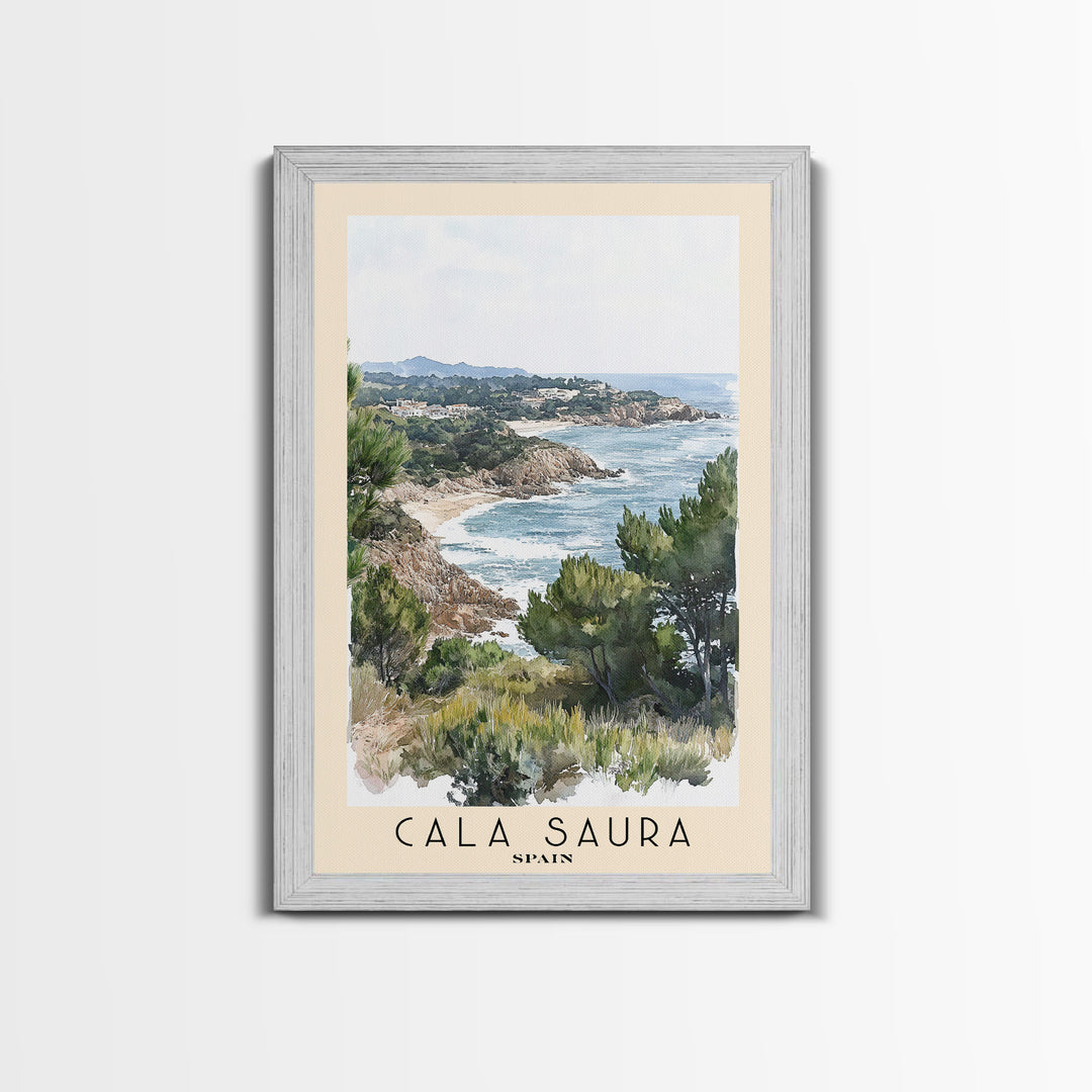 Cala Saura, Spain Watercolor Print, Vacation Gift, Spain Wall Art, Vacation Wall Art, Vacatation Memories, Beach Decor, Beach Or Lakehouse Art
