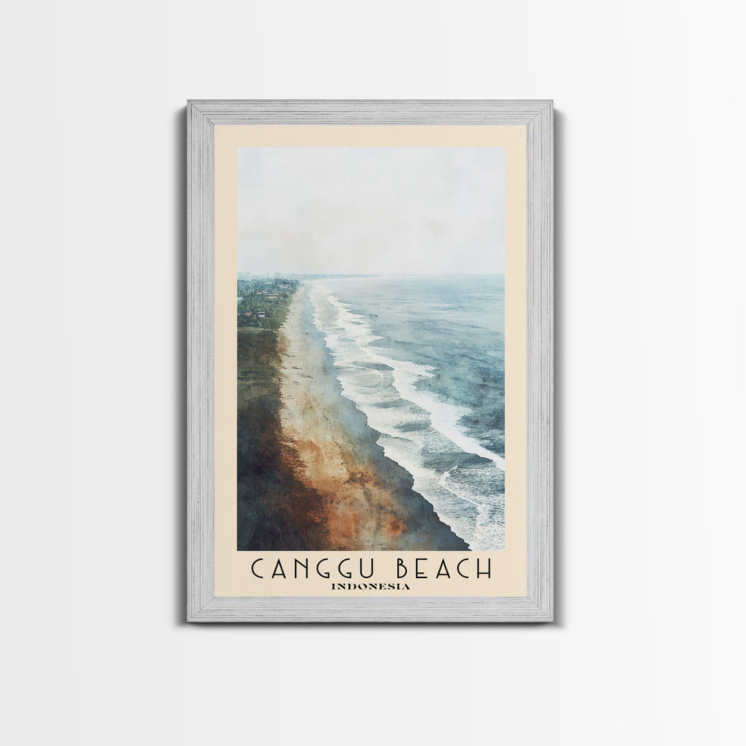 Canggu Beach, Indonesia Watercolor Print, Vacation Gift, Indonesia Wall Art, Beach Painting, Beach Decor, Large Wall Art, Wood Frame Art
