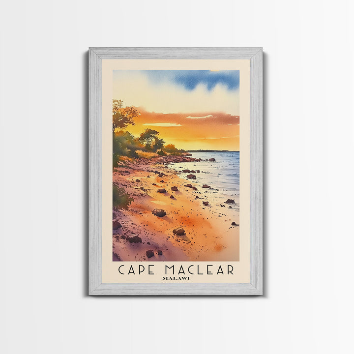 Cape Maclear, Malawi Watercolor Print, Vacation Gift, Malawi Wall Art, Beach Painting, Beach Decor, Large Wall Art, Wood Frame Art