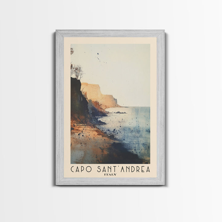 Capo Sant’Andrea, Italy Watercolor Print, Vacation Gift, Italy Wall Art, Beach Painting, Beach Decor, Beach Or Lakehouse Art