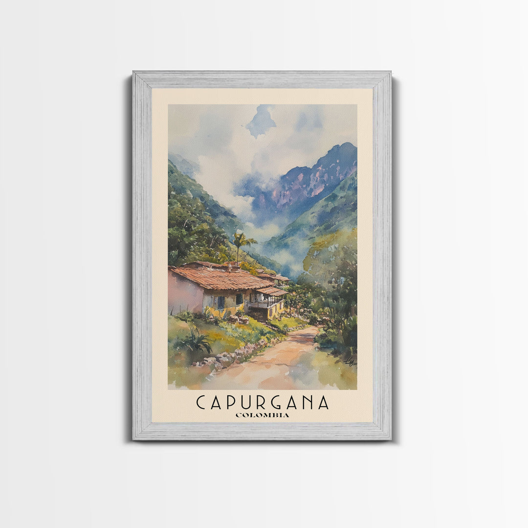 Capurgana, Colombia Watercolor Beach Print, Vacation Gift, Colombia Wall Art, Framed Canvas Print, Framed Beach Painting