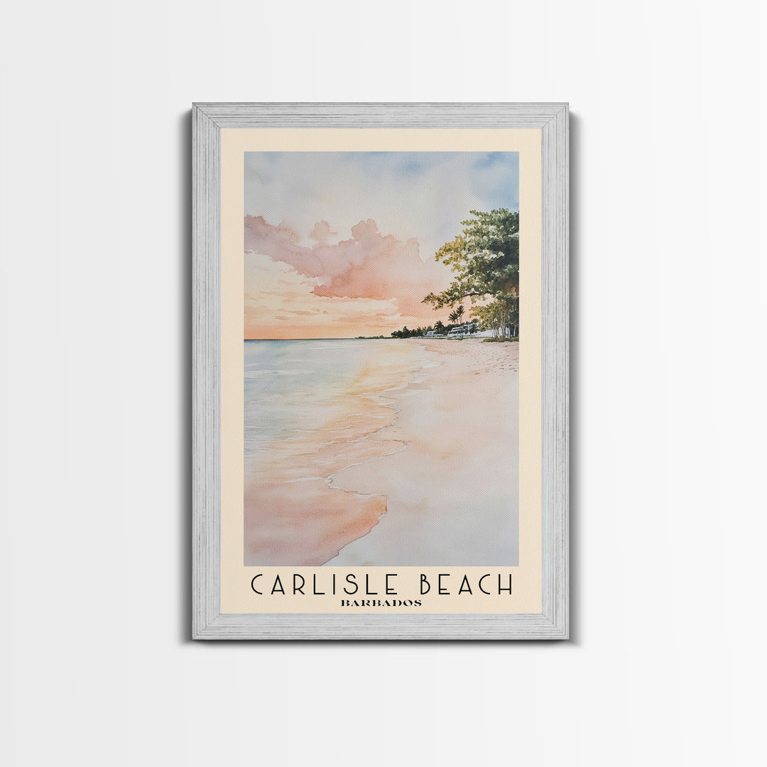 Carlisle Beach, Barbados Watercolor Print, Vacation Gift, Barbados Wall Art, Beach Painting, Beach Decor, Beach Or Lakehouse Art