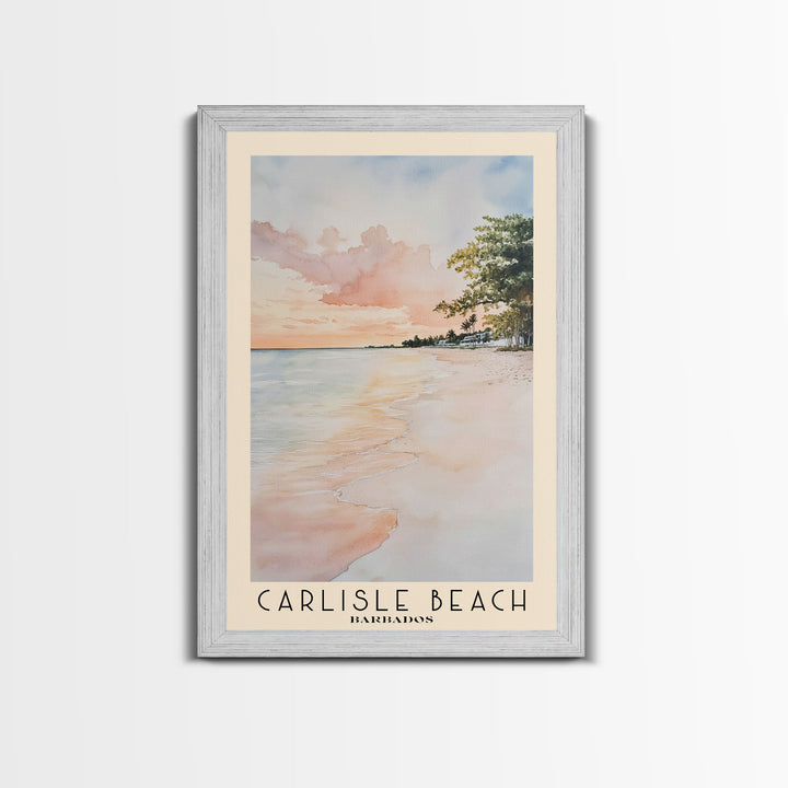 Carlisle Beach, Barbados Watercolor Print, Vacation Gift, Barbados Wall Art, Beach Painting, Beach Decor, Beach Or Lakehouse Art