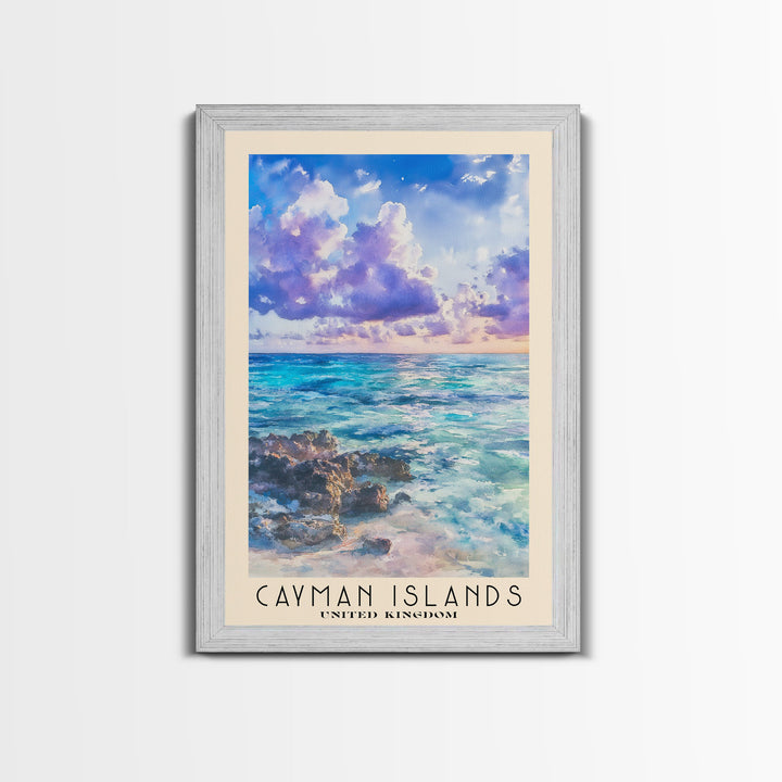 Cayman Islands, United Kingdom Watercolor Beach Print, Vacation Gift, United Kingdom Wall Art, Beach Painting, Beach Decor, Beach Painting