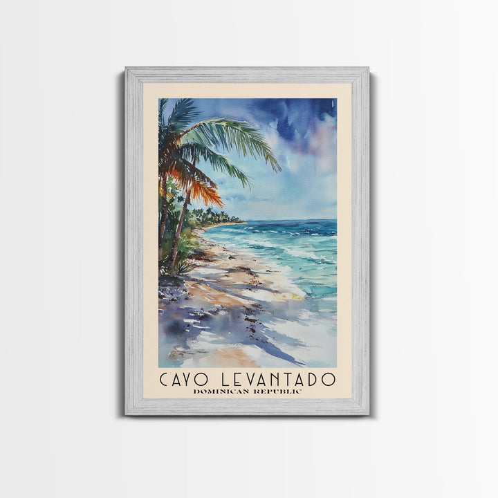 Cayo Levantado, Dominican Republic Watercolor Print, Vacation Gift, Dominican Republic Wall Art, Beach Painting, Beach Decor, Large Wall Art, Wood Frame Art