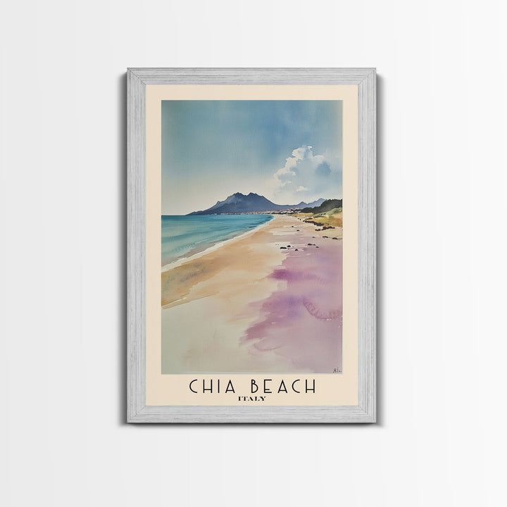 Chia Beach, Italy Watercolor Print, Vacation Gift, Italy Wall Art, Beach Painting, Beach Decor, Beach Or Lakehouse Art