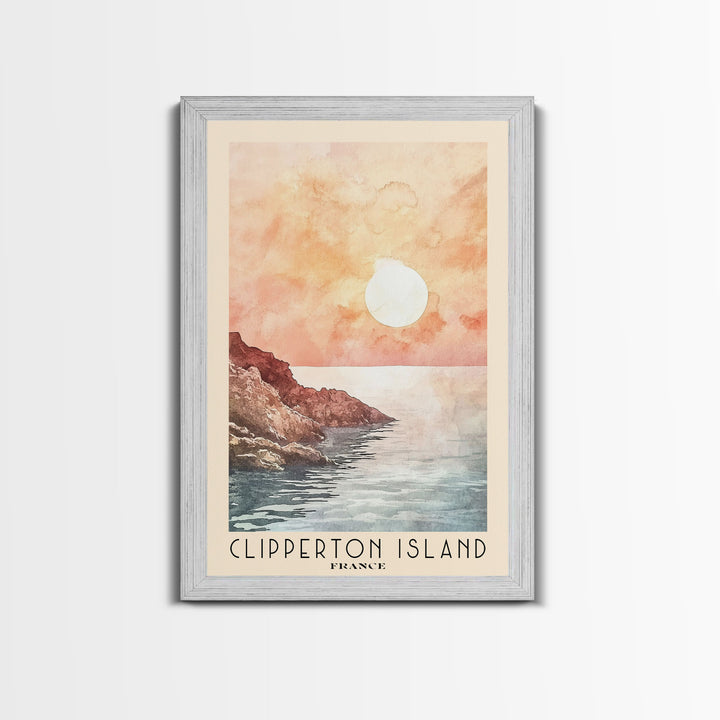 Clipperton Island, France Watercolor Print, Vacation Gift, France Wall Art, Vacation Wall Art, Vacatation Memories, Beach Decor, Beach Or Lakehouse Art