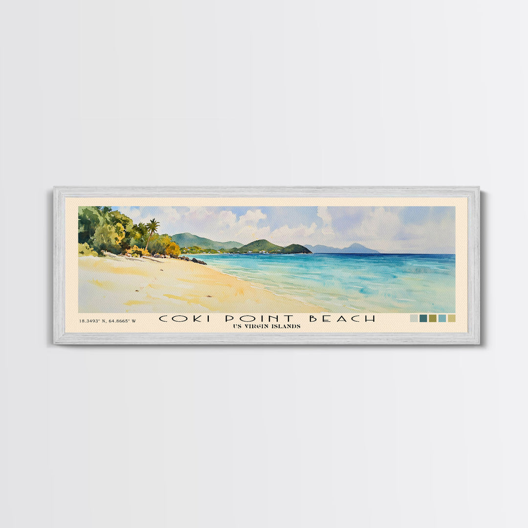 Coki Point Beach, US Virgin islands Watercolor Print, Vacation Gift, US Virgin islands Wall Art, Vacation Wall Art, Vacatation Memories, Beach Decor, Beach Or Lakehouse Art