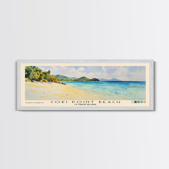 Coki Point Beach, US Virgin islands Watercolor Print, Vacation Gift, US Virgin islands Wall Art, Vacation Wall Art, Vacatation Memories, Beach Decor, Beach Or Lakehouse Art